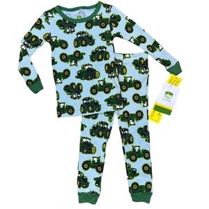 John Deere Tractor Print Infant Baby Boy Pajama Sleepwear Set - Size 18M